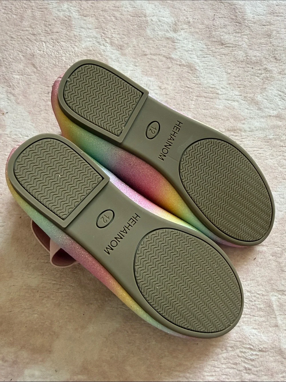 Toddler Girls Size 12 Rainbow Pastel Ballet Style Flats Zip Back